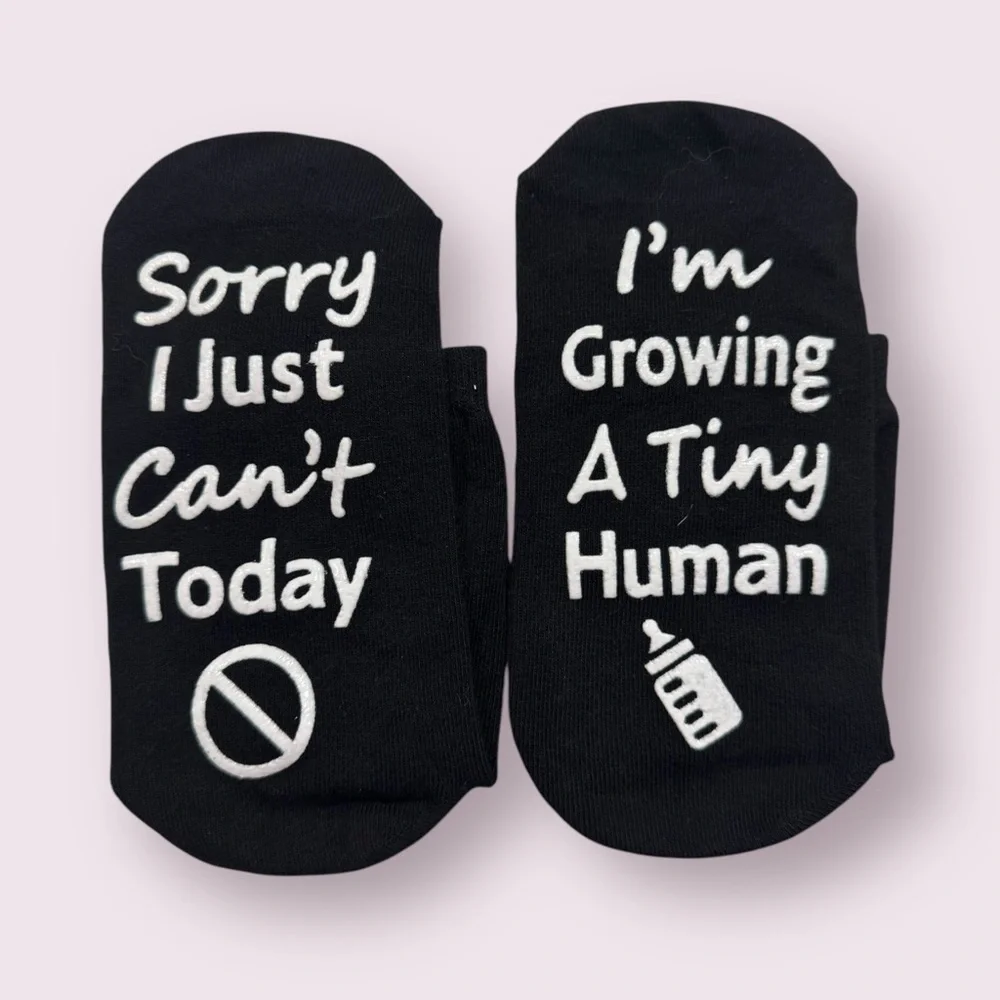 Funny Maternity Socks Pregnancy Gift Baby Shower Novelty Black OS NWOT